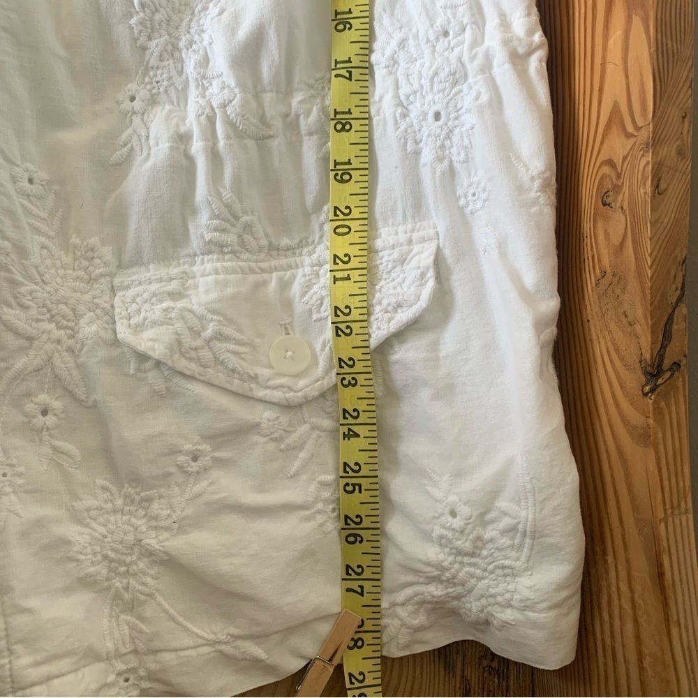 J. Jill white linen and cotton blend embroidered long sleeve jacket - Picture 13 of 16